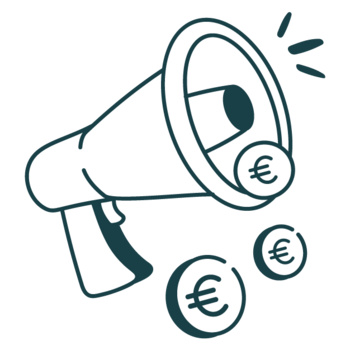 Icon Megafon und Euromünzen